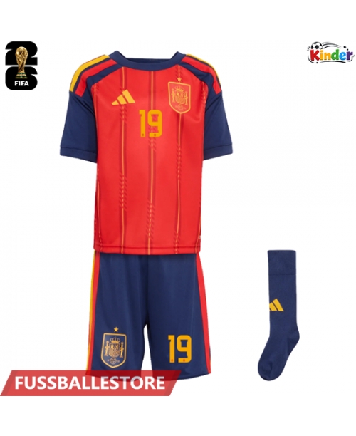 Günstige Spanien Lamine Yamal #19 Heimtrikotsatz Kinder WM 2026 Kurzarm (+ Kurze Hosen)